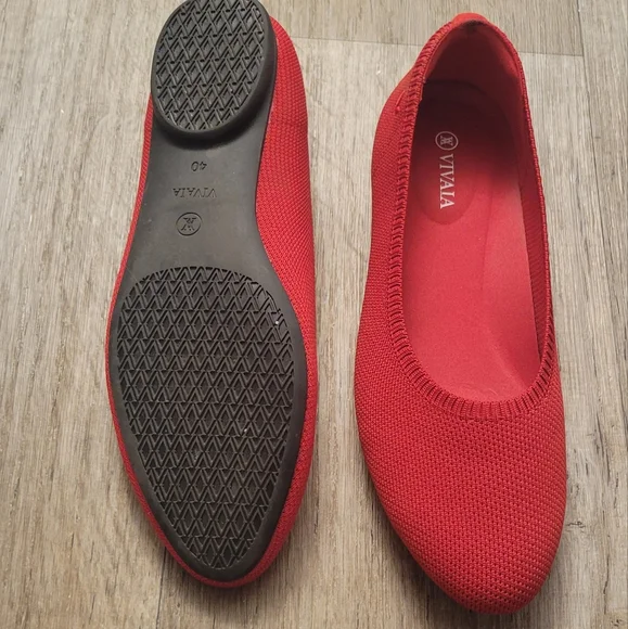 Vivaia Women's 9 Red Ballet Flats - Picture 4 of 4
